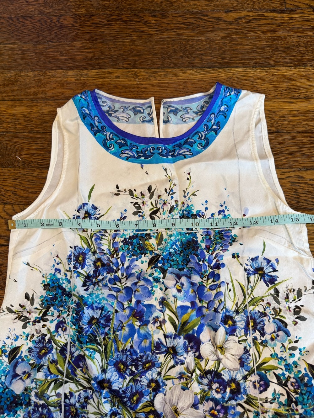 Dolce&Gabbana blue silk majolica Sleeveless Floral Vase Print blouse top IT 38 - Picture 5 of 13